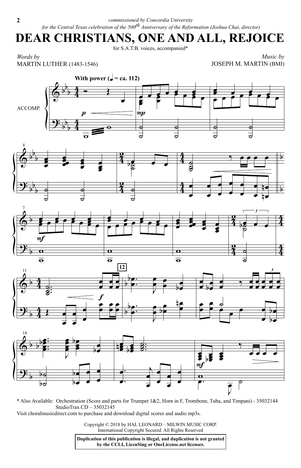 Download Joseph M. Martin Dear Christians One And All, Rejoice Sheet Music and learn how to play SATB Choir PDF digital score in minutes