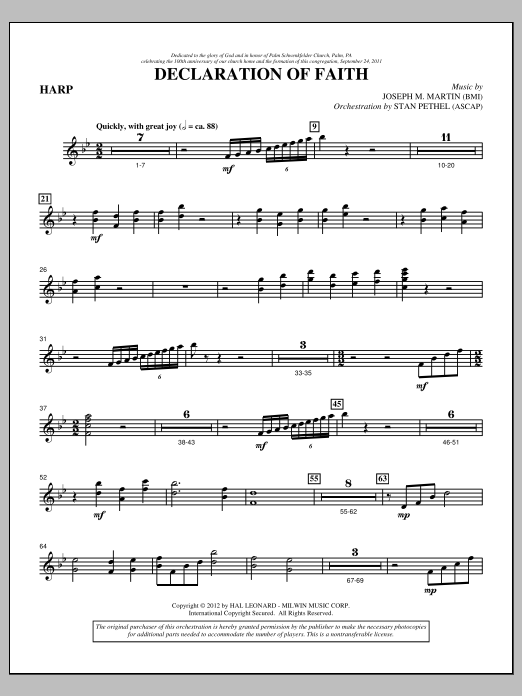 Download Joseph M. Martin Declaration Of Faith - Harp Sheet Music and learn how to play Choir Instrumental Pak PDF digital score in minutes