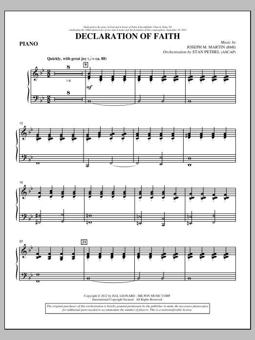 Download Joseph M. Martin Declaration Of Faith - Piano Sheet Music and learn how to play Choir Instrumental Pak PDF digital score in minutes