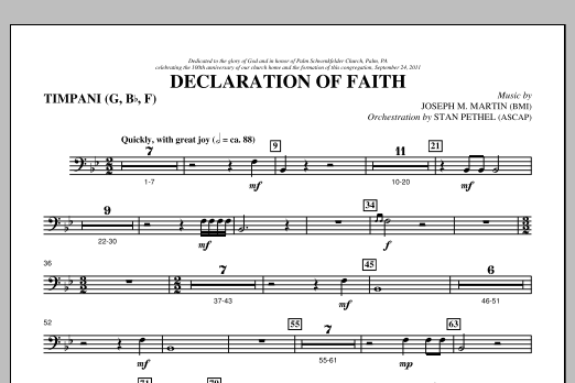 Download Joseph M. Martin Declaration Of Faith - Timpani Sheet Music and learn how to play Choir Instrumental Pak PDF digital score in minutes