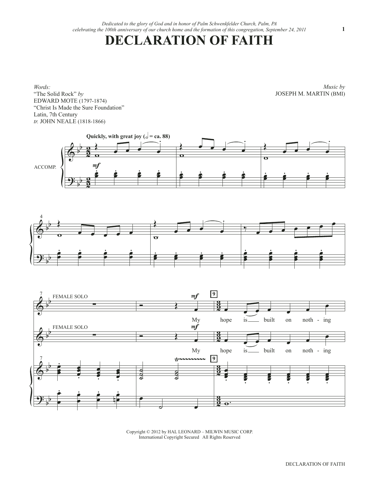 Download Joseph M. Martin Declaration Of Faith (from Voices Together: Duets for Sanctuary Singers) Sheet Music and learn how to play Vocal Duet PDF digital score in minutes