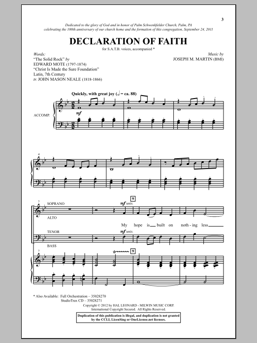 Download Joseph M. Martin Declaration Of Faith Sheet Music and learn how to play SATB PDF digital score in minutes