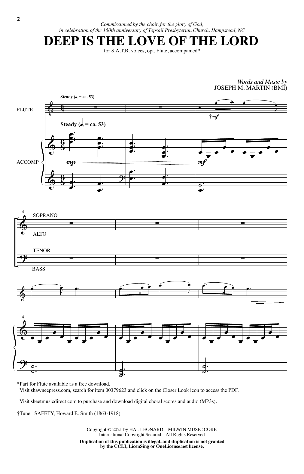 Download Joseph M. Martin Deep Is The Love Of The Lord Sheet Music and learn how to play SATB Choir PDF digital score in minutes