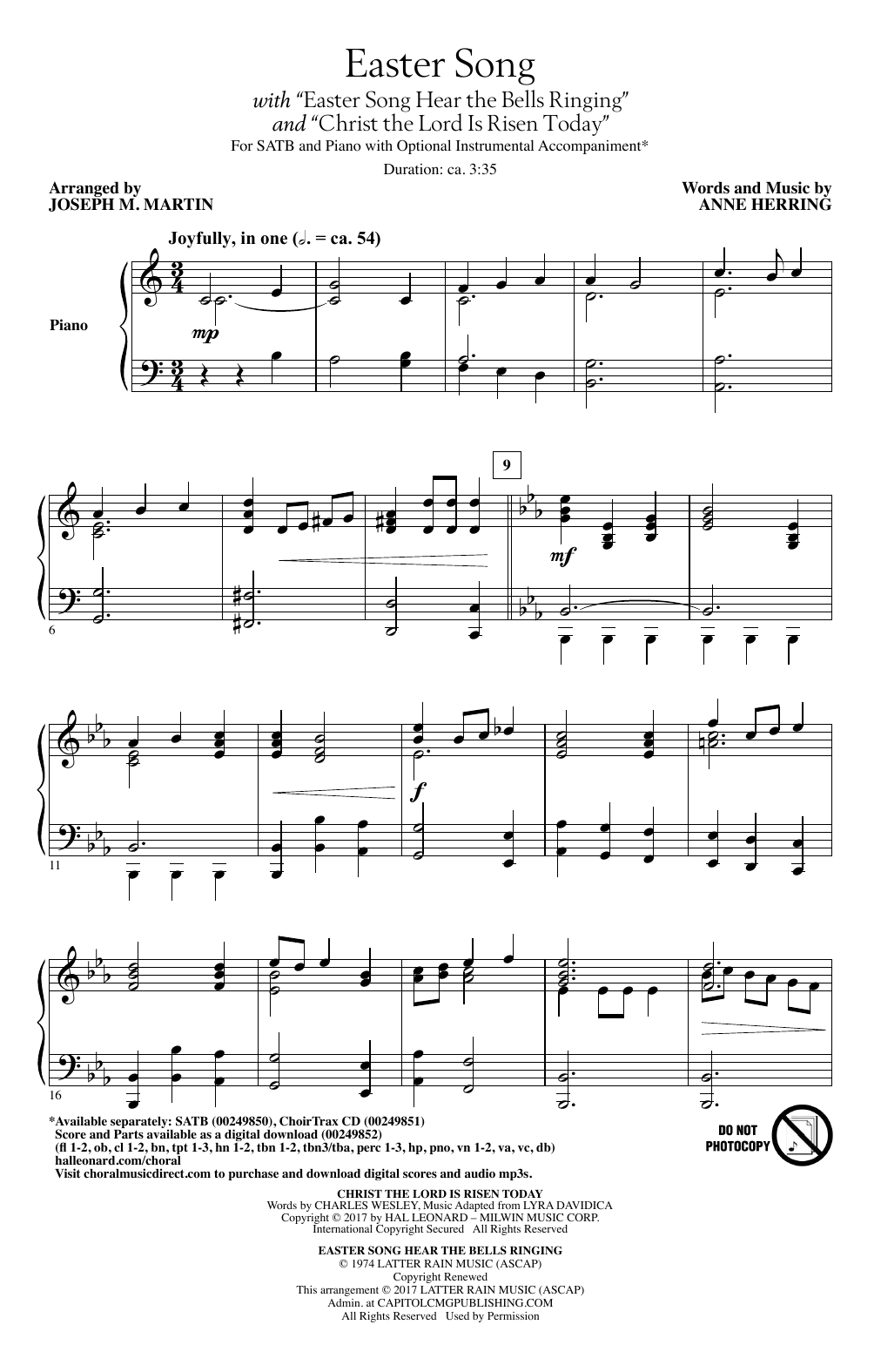 Download Joseph M. Martin Easter Song Hear (With Christ The Lord Is Risen) Sheet Music and learn how to play SATB PDF digital score in minutes