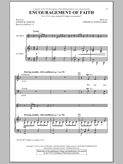 Download Joseph M. Martin Encouragement Of Faith Sheet Music and learn how to play SATB PDF digital score in minutes