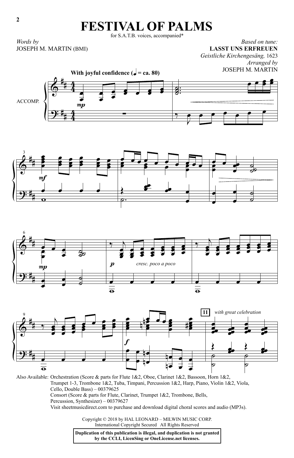 Download Joseph M. Martin Festival of Palms Sheet Music and learn how to play SATB Choir PDF digital score in minutes