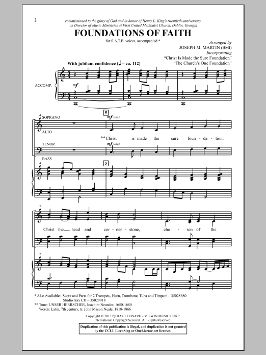 Download Joseph M. Martin Foundations Of Faith Sheet Music and learn how to play SATB PDF digital score in minutes