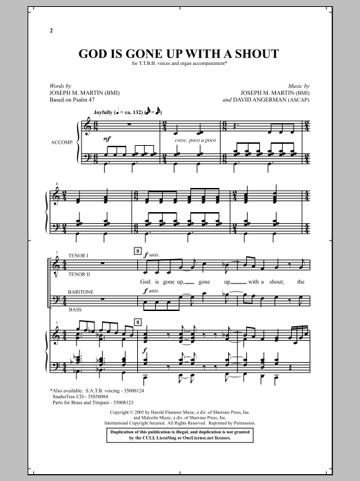 Download Joseph M. Martin God Is Gone Up With A Shout Sheet Music and learn how to play TTBB PDF digital score in minutes