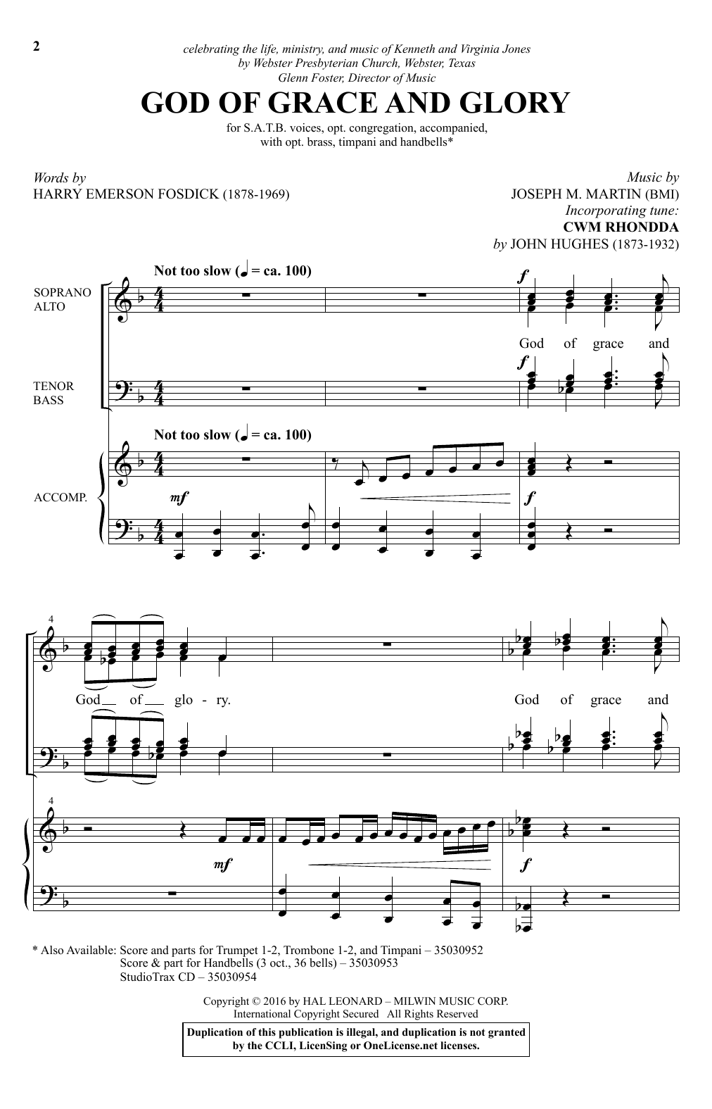 Download Joseph M. Martin God Of Grace And Glory Sheet Music and learn how to play SATB PDF digital score in minutes