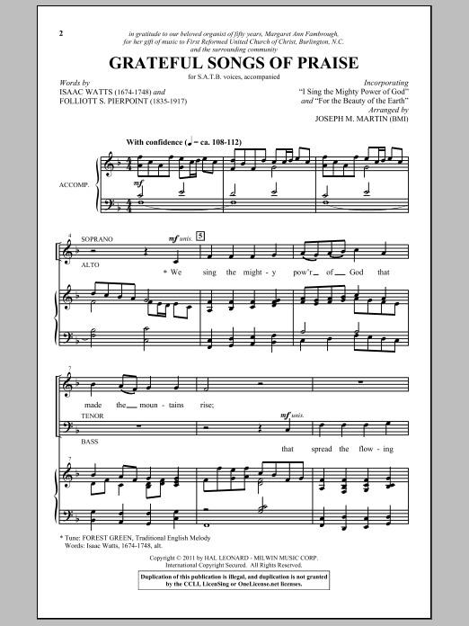 Download Joseph M. Martin Grateful Songs Of Praise Sheet Music and learn how to play SATB PDF digital score in minutes
