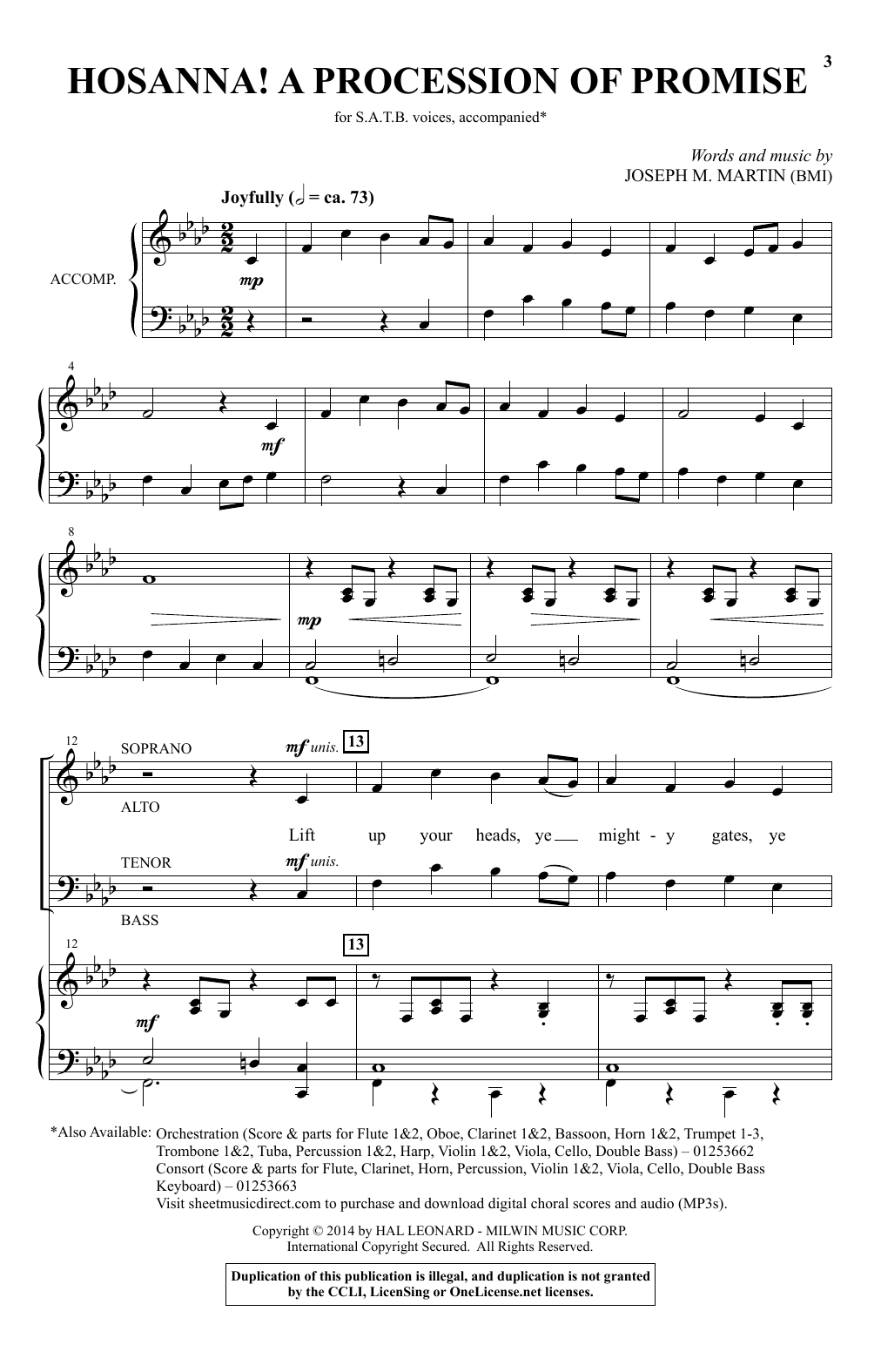 Download Joseph M. Martin Hosanna! A Procession Of Promise Sheet Music and learn how to play SATB Choir PDF digital score in minutes