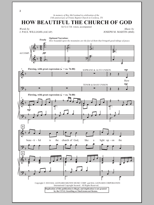 Download Joseph M. Martin How Beautiful The Church Of God Sheet Music and learn how to play SATB Choir PDF digital score in minutes