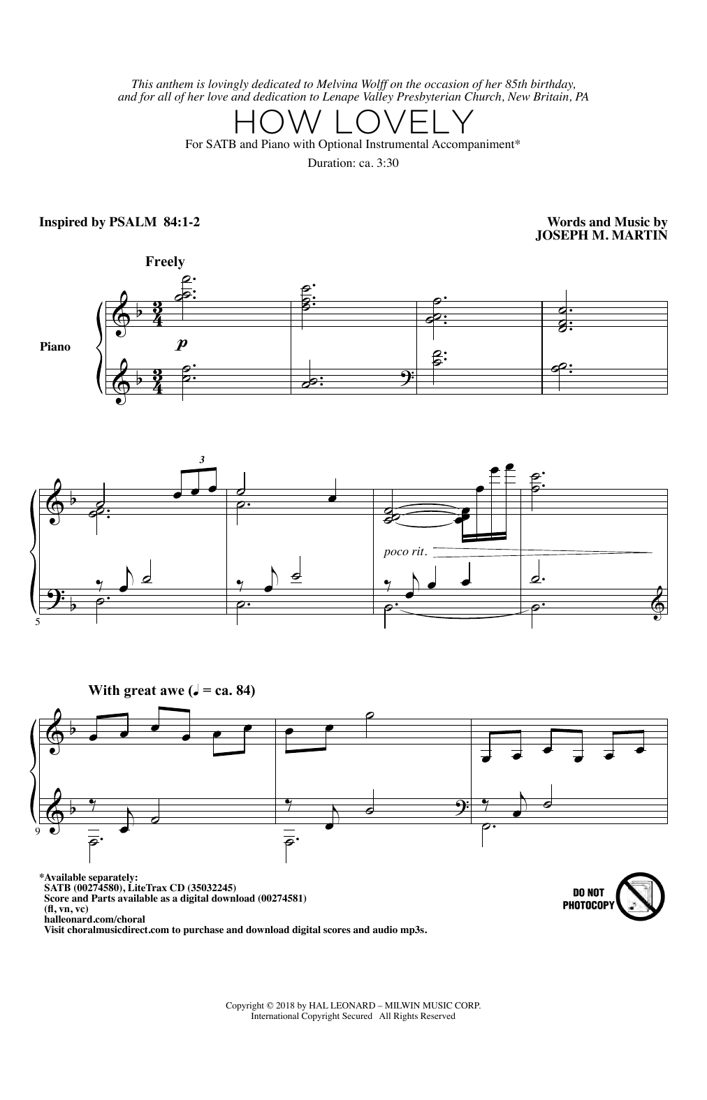 Download Joseph M. Martin How Lovely Sheet Music and learn how to play SATB Choir PDF digital score in minutes