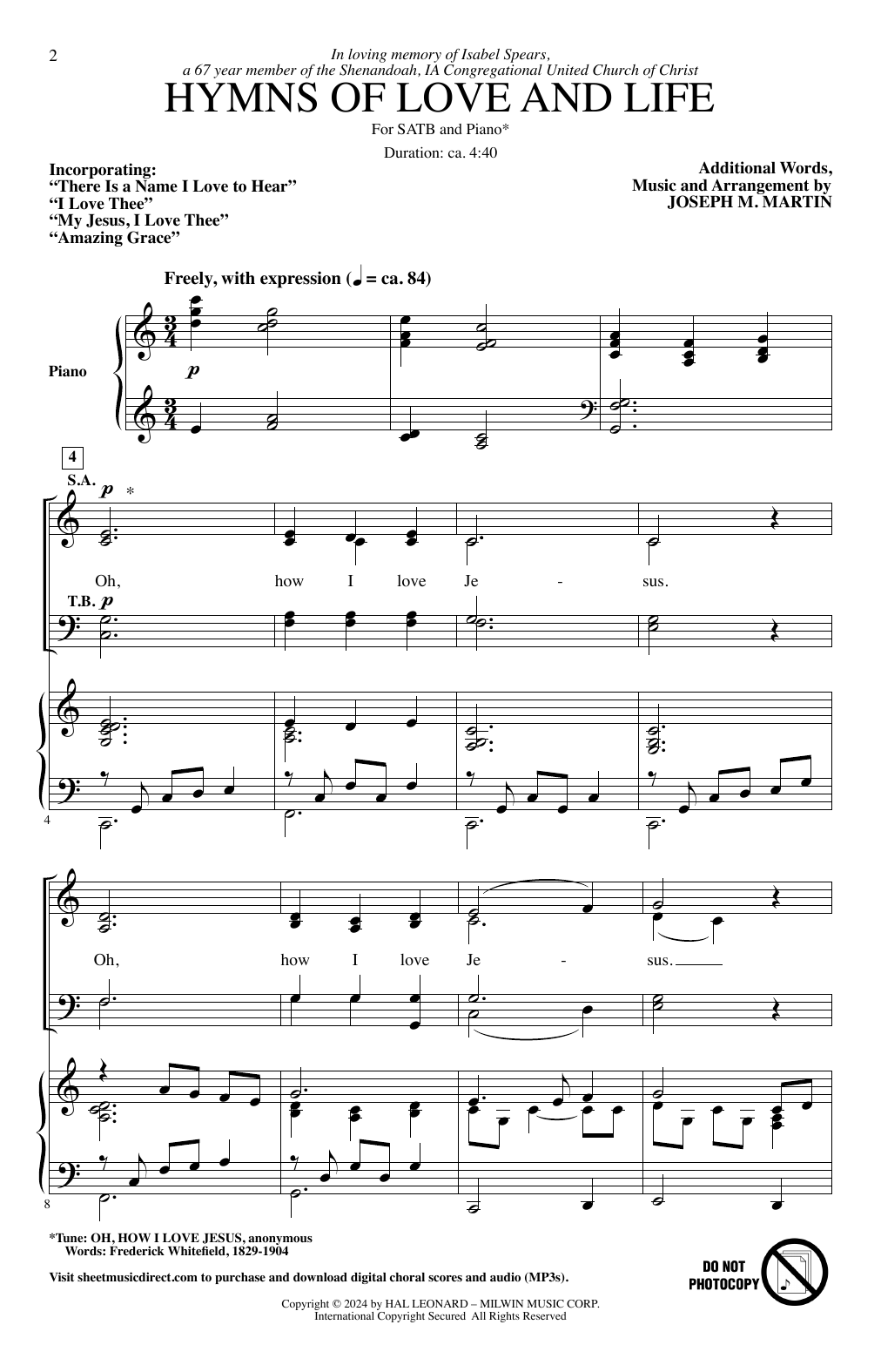 Download Joseph M. Martin Hymns Of Love And Life Sheet Music and learn how to play SATB Choir PDF digital score in minutes