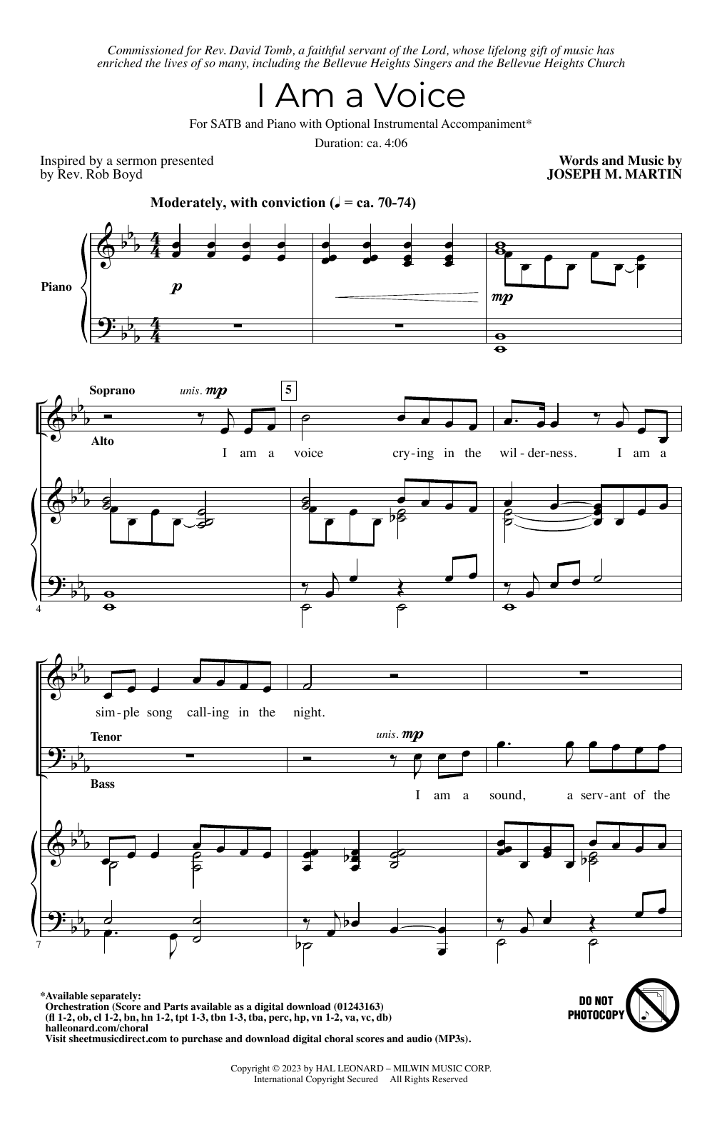 Download Joseph M. Martin I Am A Voice Sheet Music and learn how to play SATB Choir PDF digital score in minutes