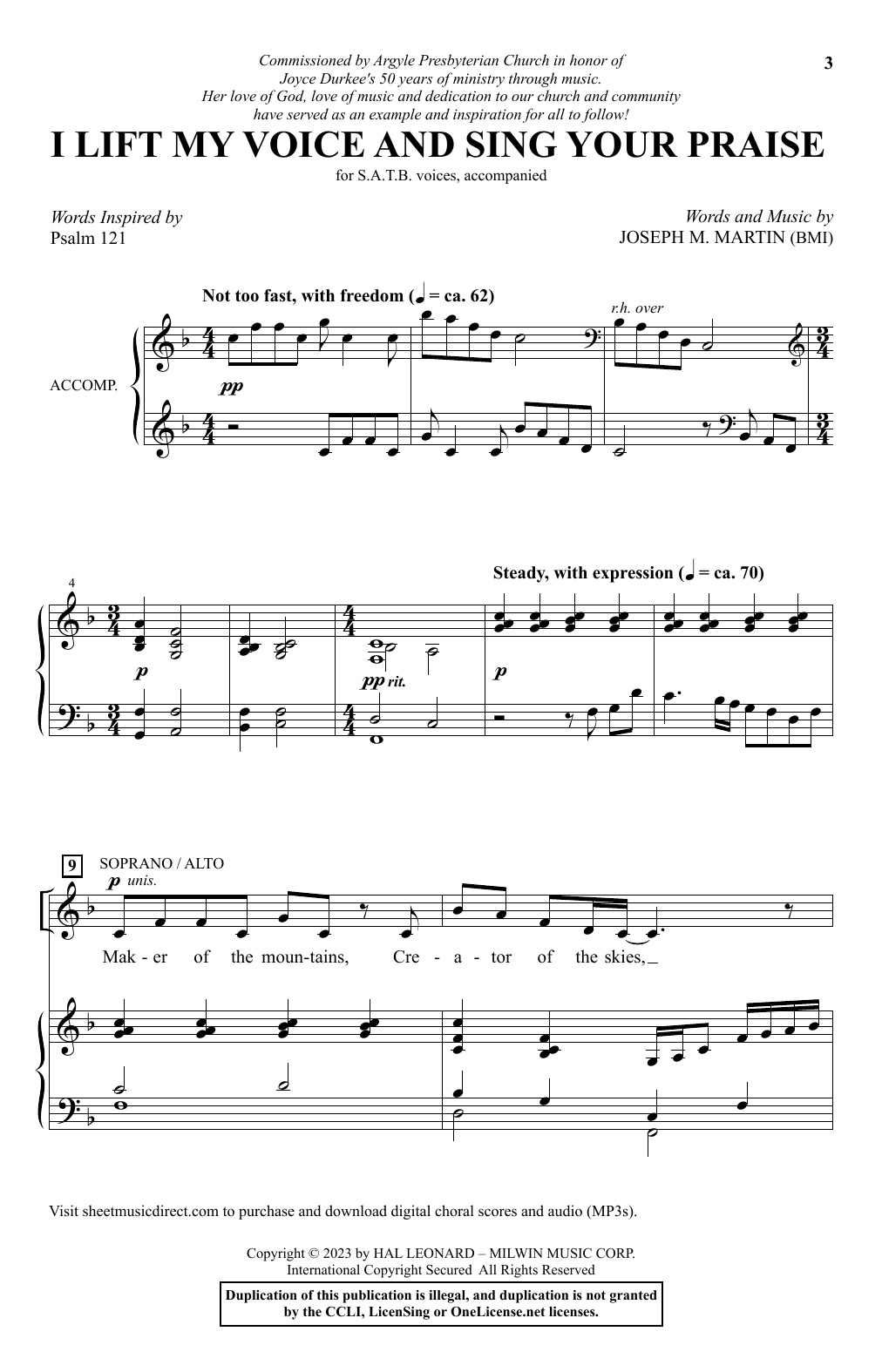 Download Joseph M. Martin I Lift My Voice And Sing Your Praise Sheet Music and learn how to play SATB Choir PDF digital score in minutes