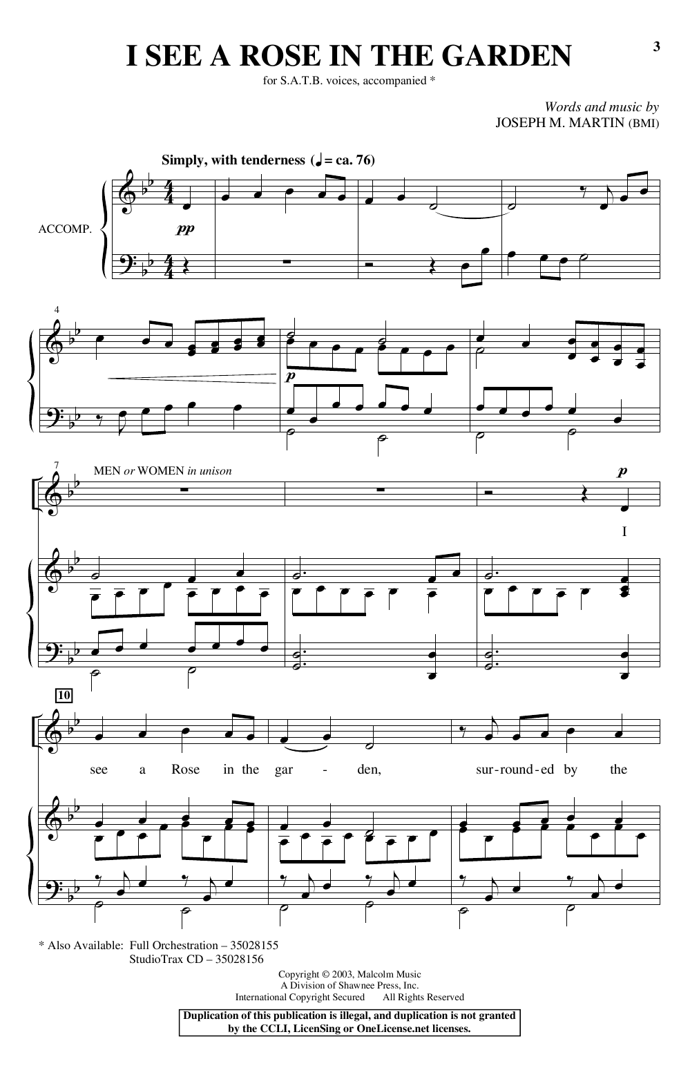 Download Joseph M. Martin I See A Rose In The Graden Sheet Music and learn how to play SATB Choir PDF digital score in minutes