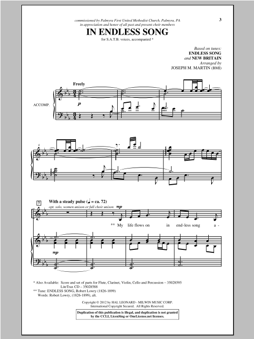 Download Joseph M. Martin In Endless Song Sheet Music and learn how to play SATB PDF digital score in minutes