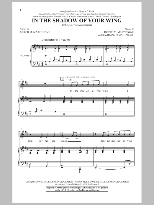 Download Joseph M. Martin In The Shadow Of Your Wing Sheet Music and learn how to play SATB Choir PDF digital score in minutes