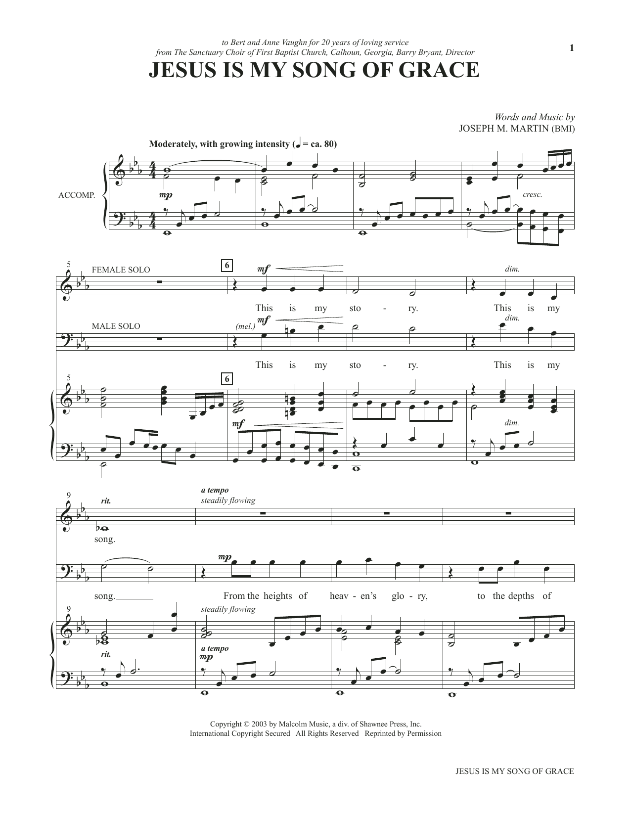 Download Joseph M. Martin Jesus Is My Song Of Grace (from Voices Together: Duets for Sanctuary Singers) Sheet Music and learn how to play Vocal Duet PDF digital score in minutes