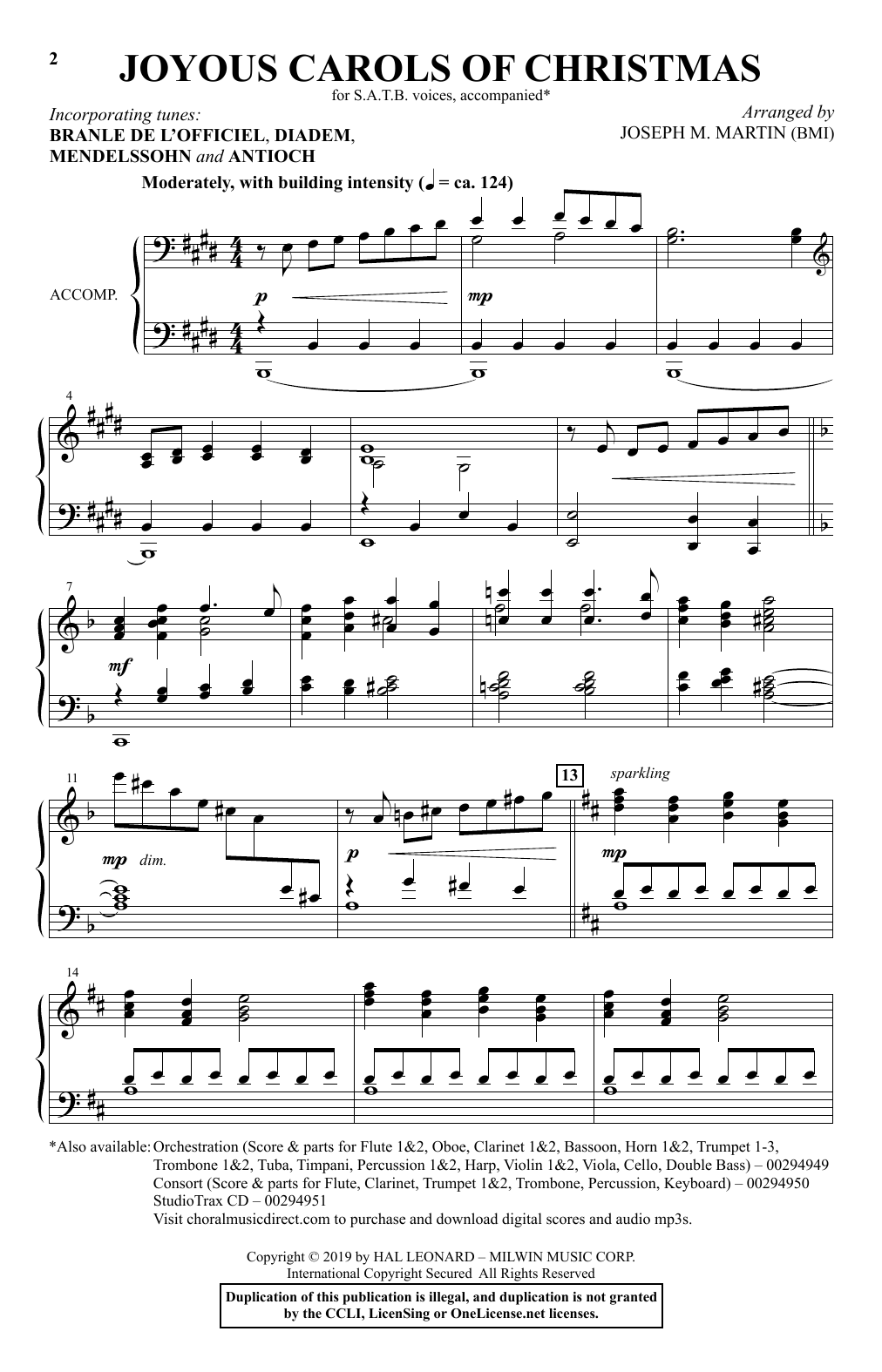 Download Joseph M. Martin Joyous Carols Of Christmas Sheet Music and learn how to play SATB Choir PDF digital score in minutes