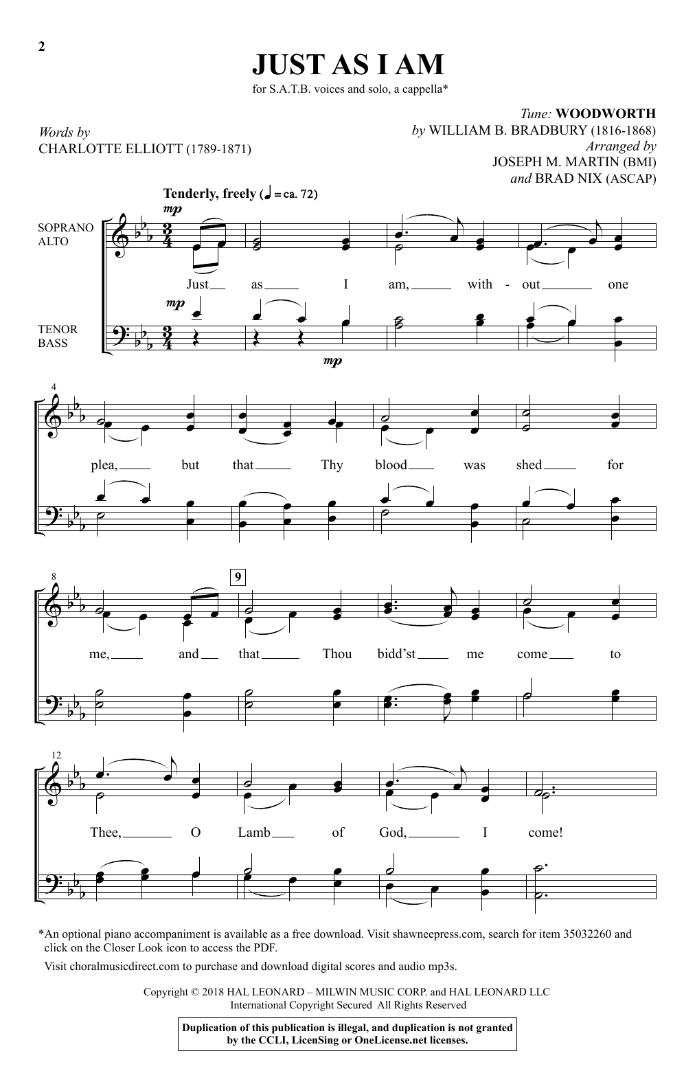 Download Joseph M. Martin Just As I Am Sheet Music and learn how to play SATB Choir PDF digital score in minutes