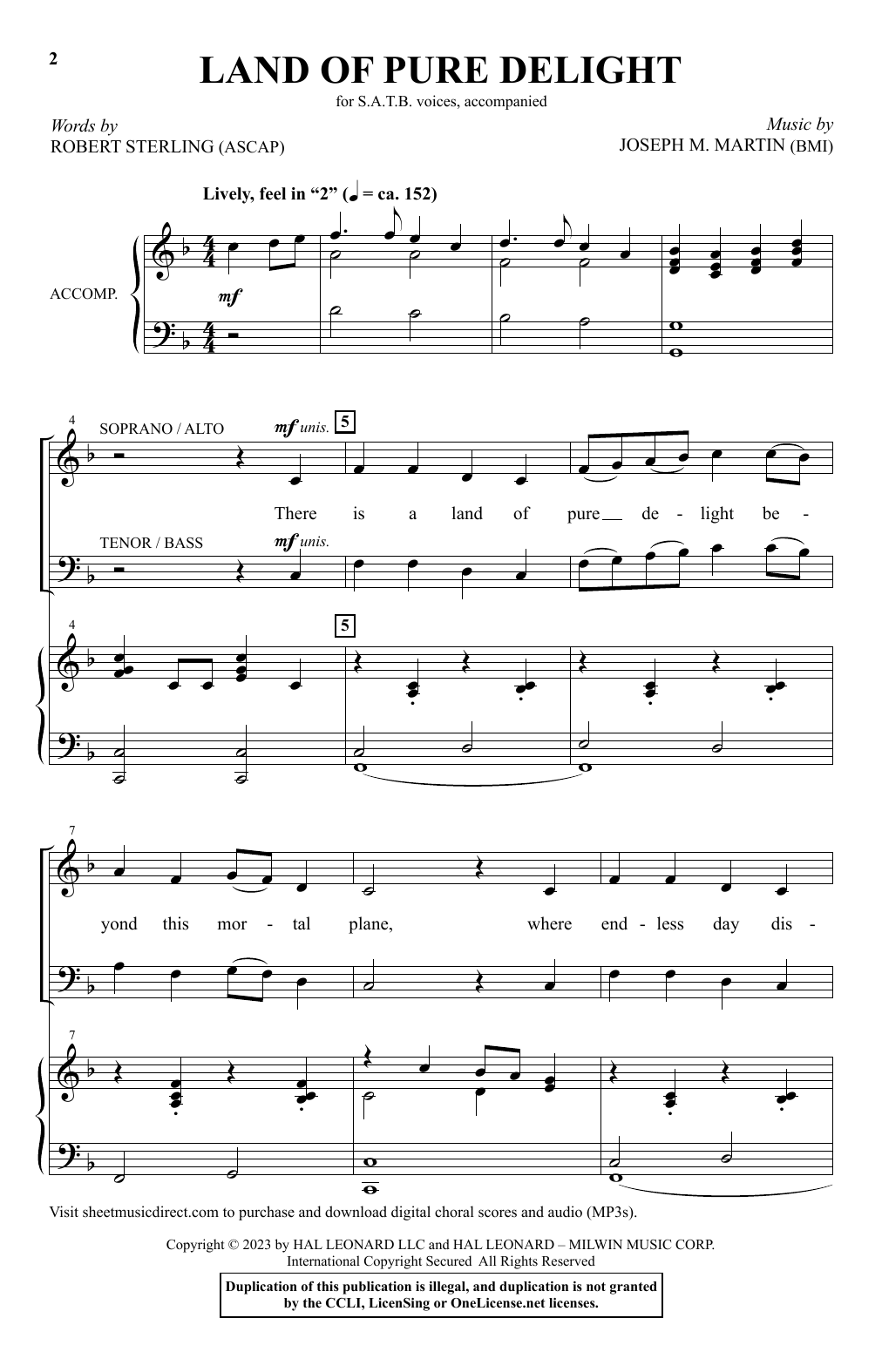 Download Joseph M. Martin Land Of Pure Delight Sheet Music and learn how to play SATB Choir PDF digital score in minutes