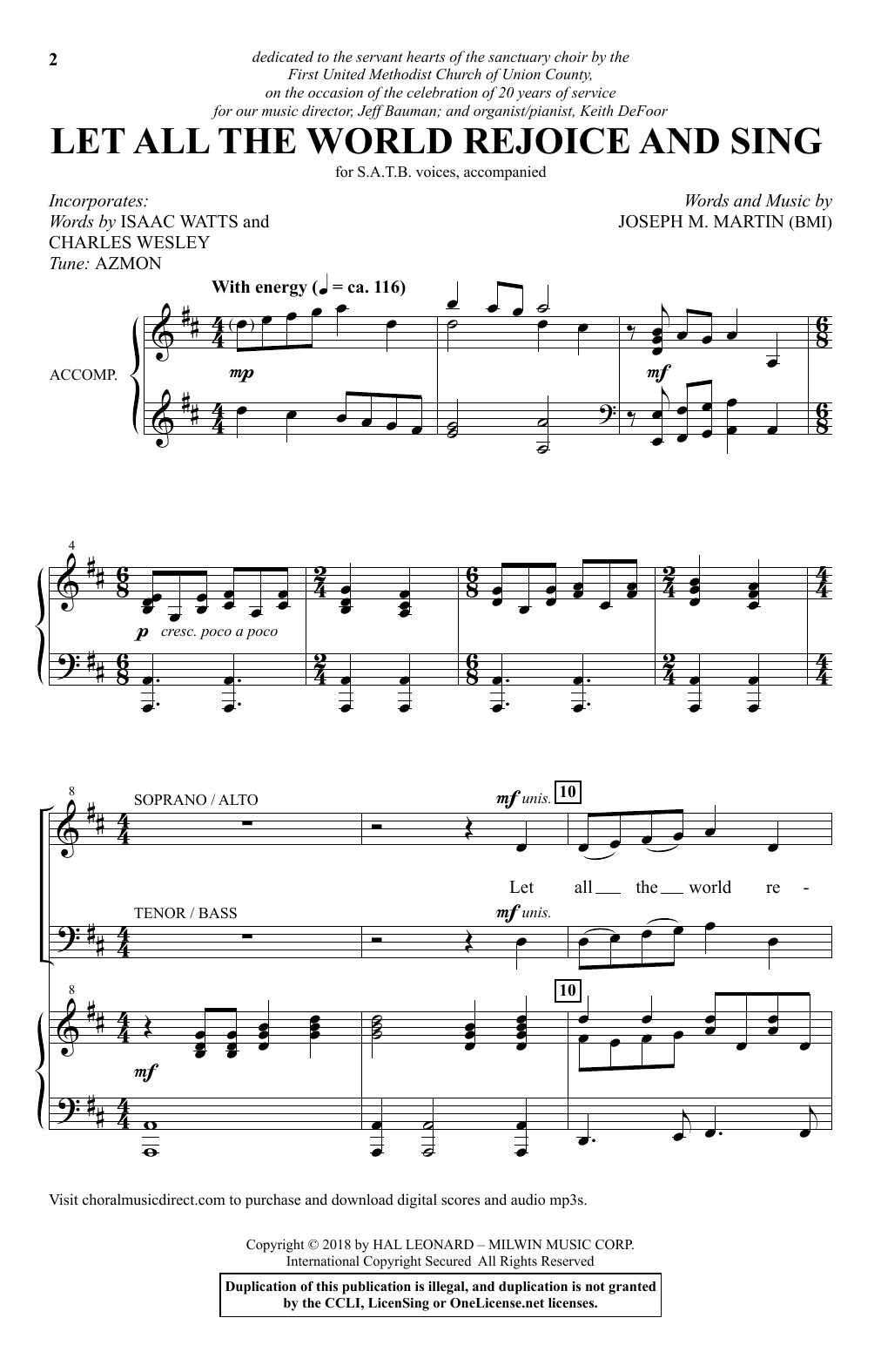 Download Joseph M. Martin Let All The World Rejoice And Sing Sheet Music and learn how to play SATB Choir PDF digital score in minutes