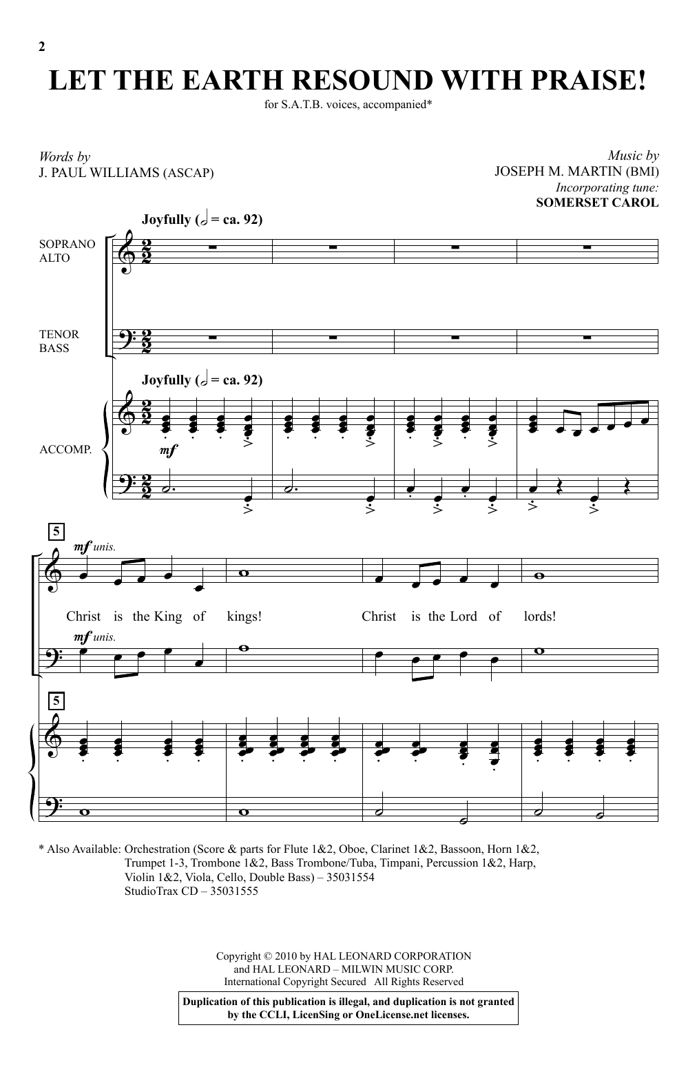 Download Joseph M. Martin Let The Earth Resound With Praise! Sheet Music and learn how to play SATB PDF digital score in minutes