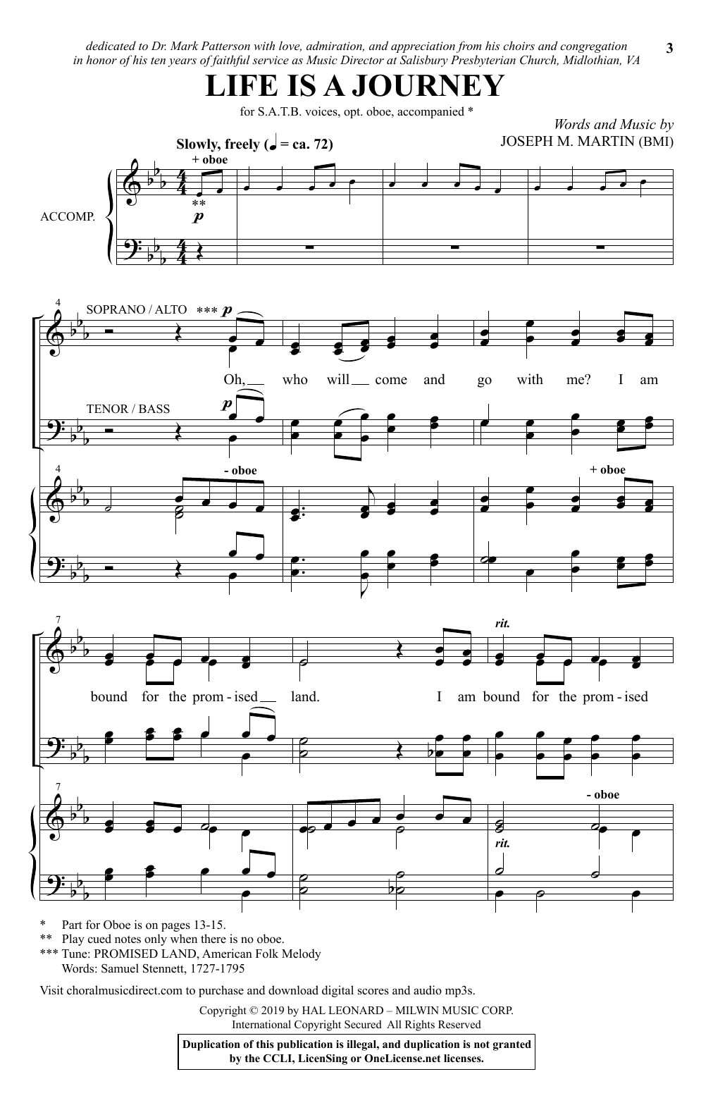 Download Joseph M. Martin Life Is A Journey Sheet Music and learn how to play SATB Choir PDF digital score in minutes