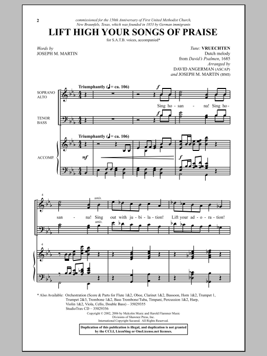 Download Joseph M. Martin Lift High Your Songs Of Praise Sheet Music and learn how to play SATB PDF digital score in minutes