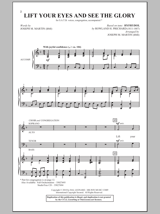 Download Joseph M. Martin Lift Your Eyes And See The Glory Sheet Music and learn how to play SATB Choir PDF digital score in minutes