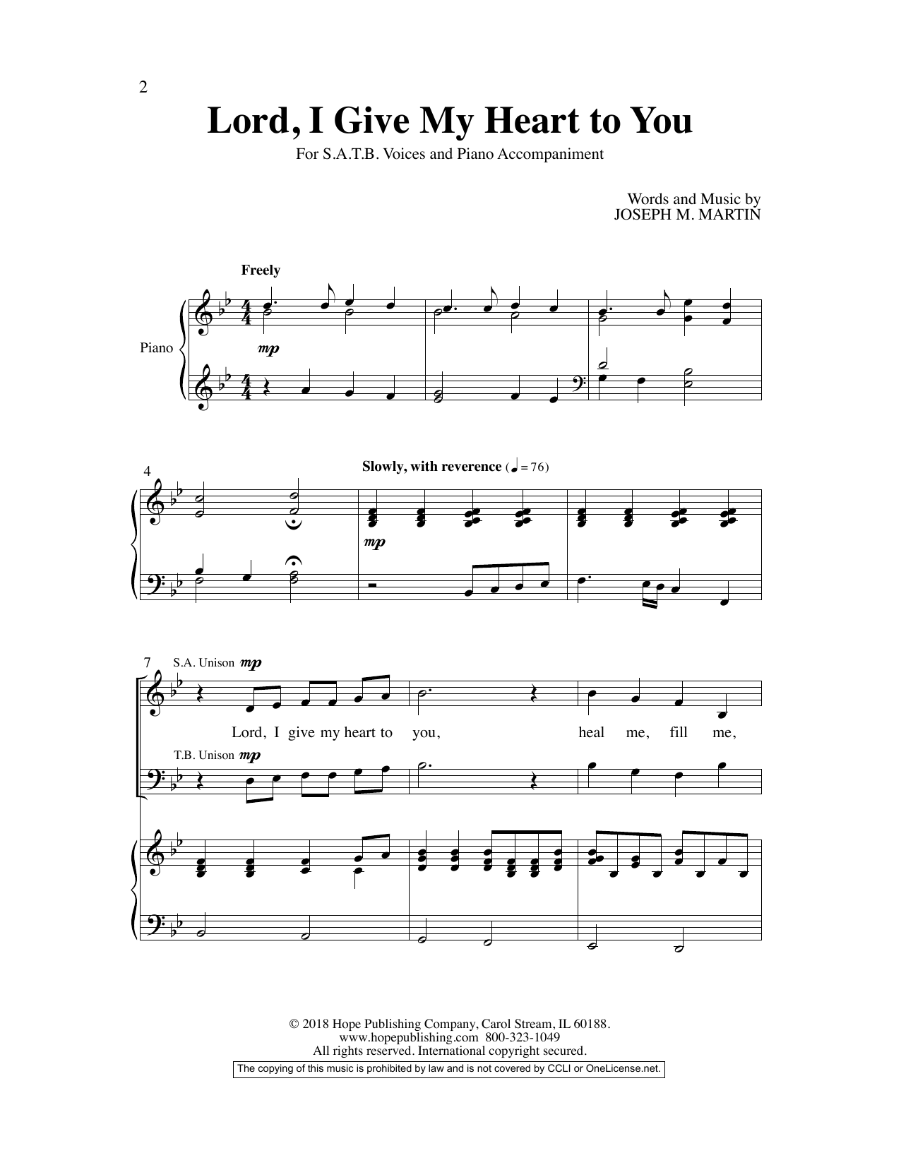 Download Joseph M. Martin Lord, I Give My Heart To You Sheet Music and learn how to play SATB Choir PDF digital score in minutes