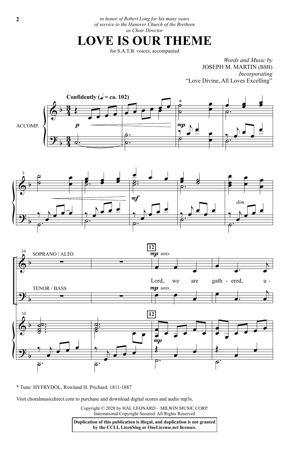 Download Joseph M. Martin Love Is Our Theme Sheet Music and learn how to play SATB Choir PDF digital score in minutes