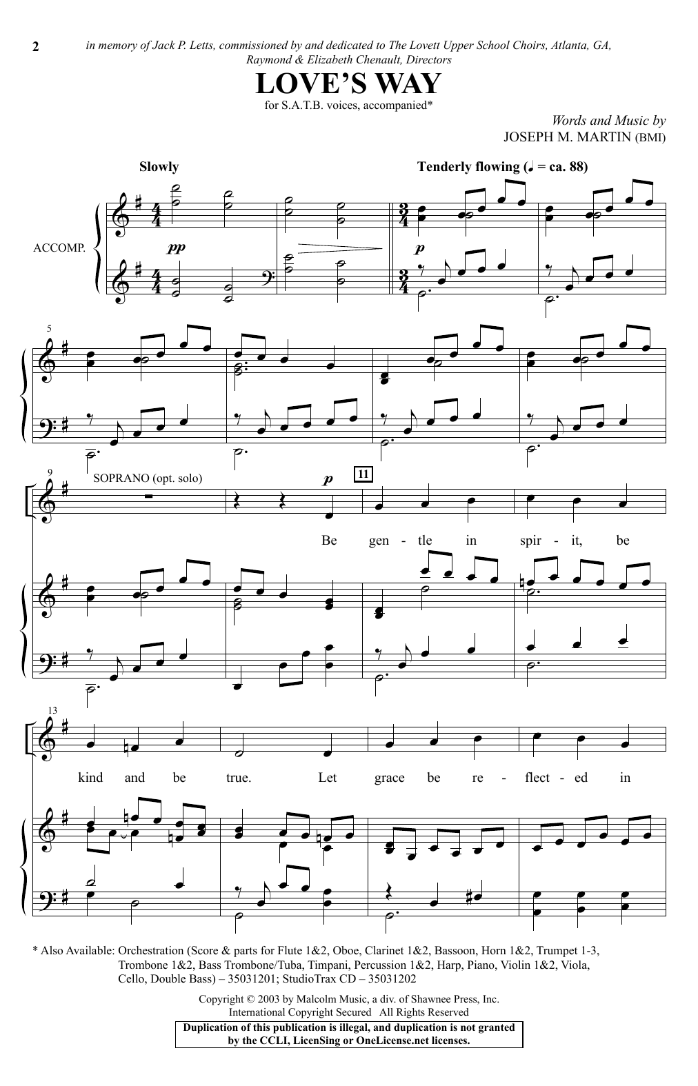 Download Joseph M. Martin Love's Way Sheet Music and learn how to play SATB PDF digital score in minutes
