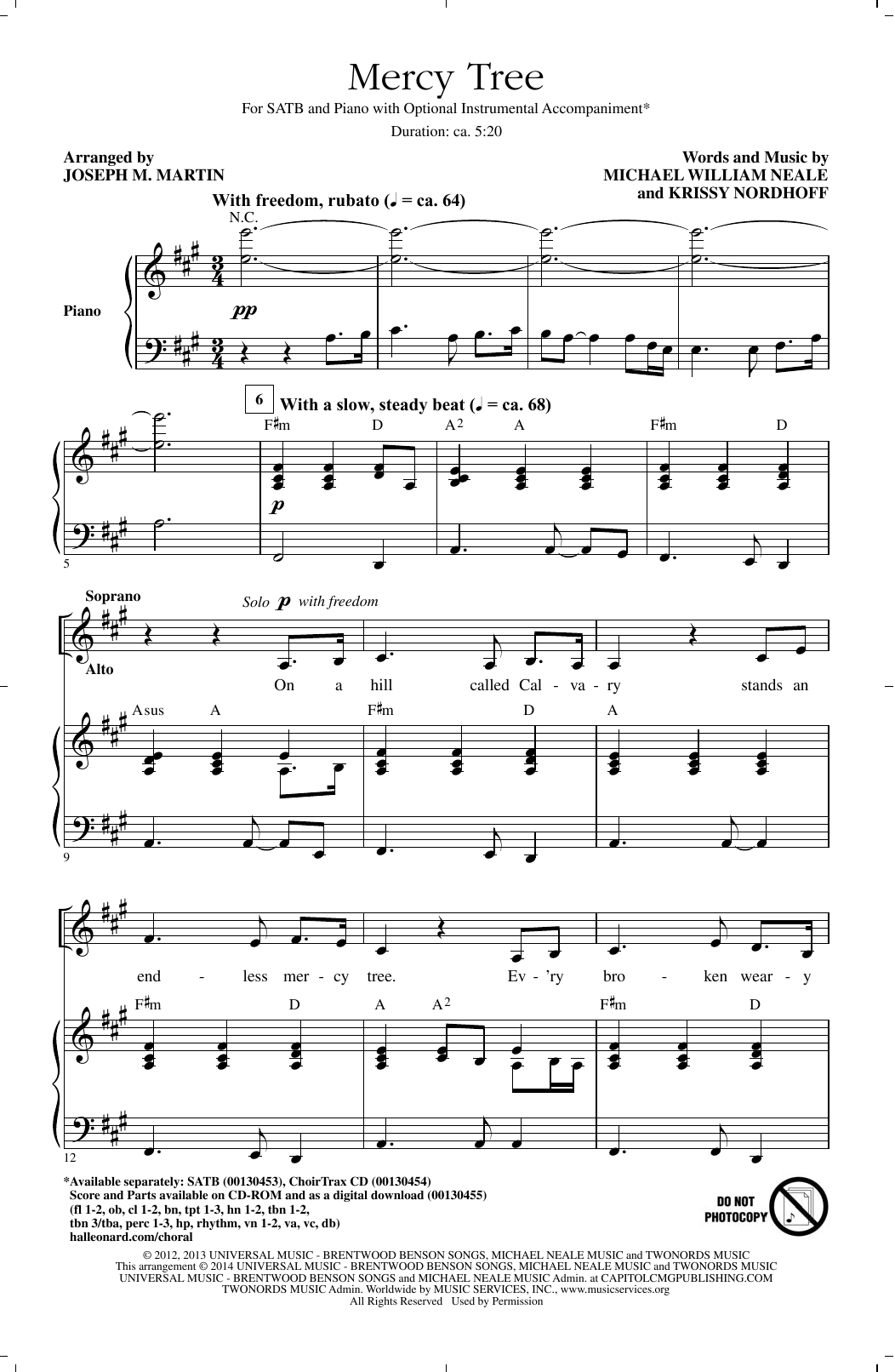 Download Joseph M. Martin Mercy Tree Sheet Music and learn how to play SATB Choir PDF digital score in minutes