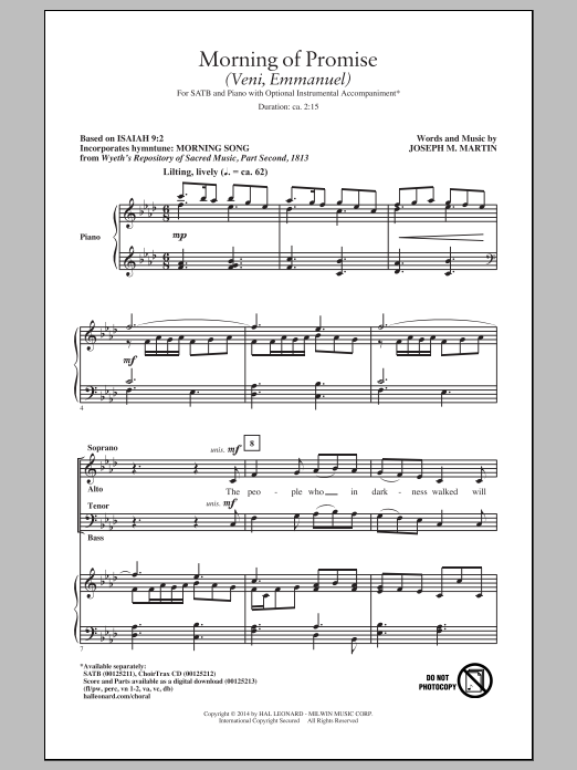 Download Joseph M. Martin Morning Of Promise (Veni, Emmanuel) Sheet Music and learn how to play SATB PDF digital score in minutes