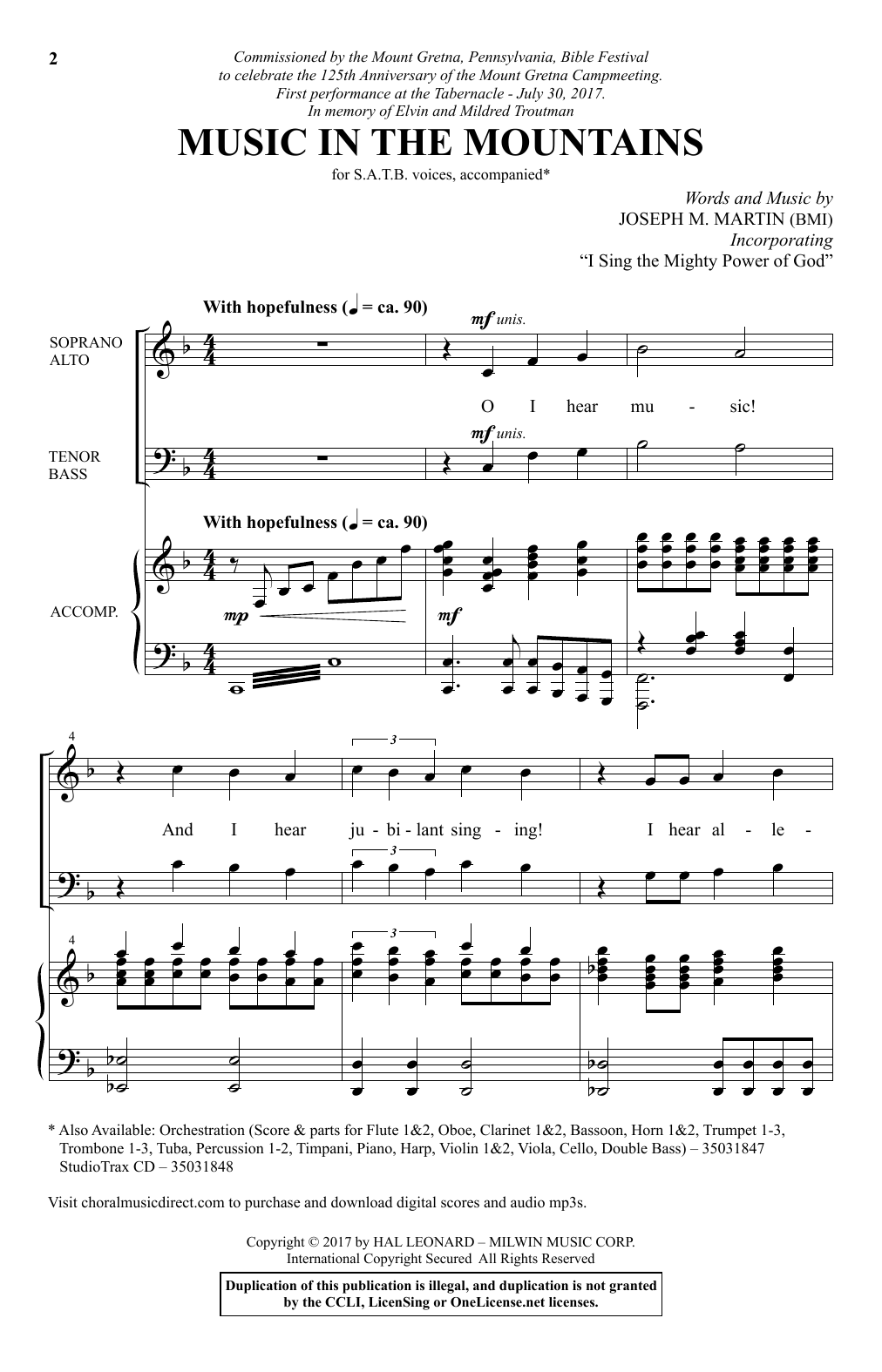 Download Joseph M. Martin Music In The Mountains Sheet Music and learn how to play SATB PDF digital score in minutes
