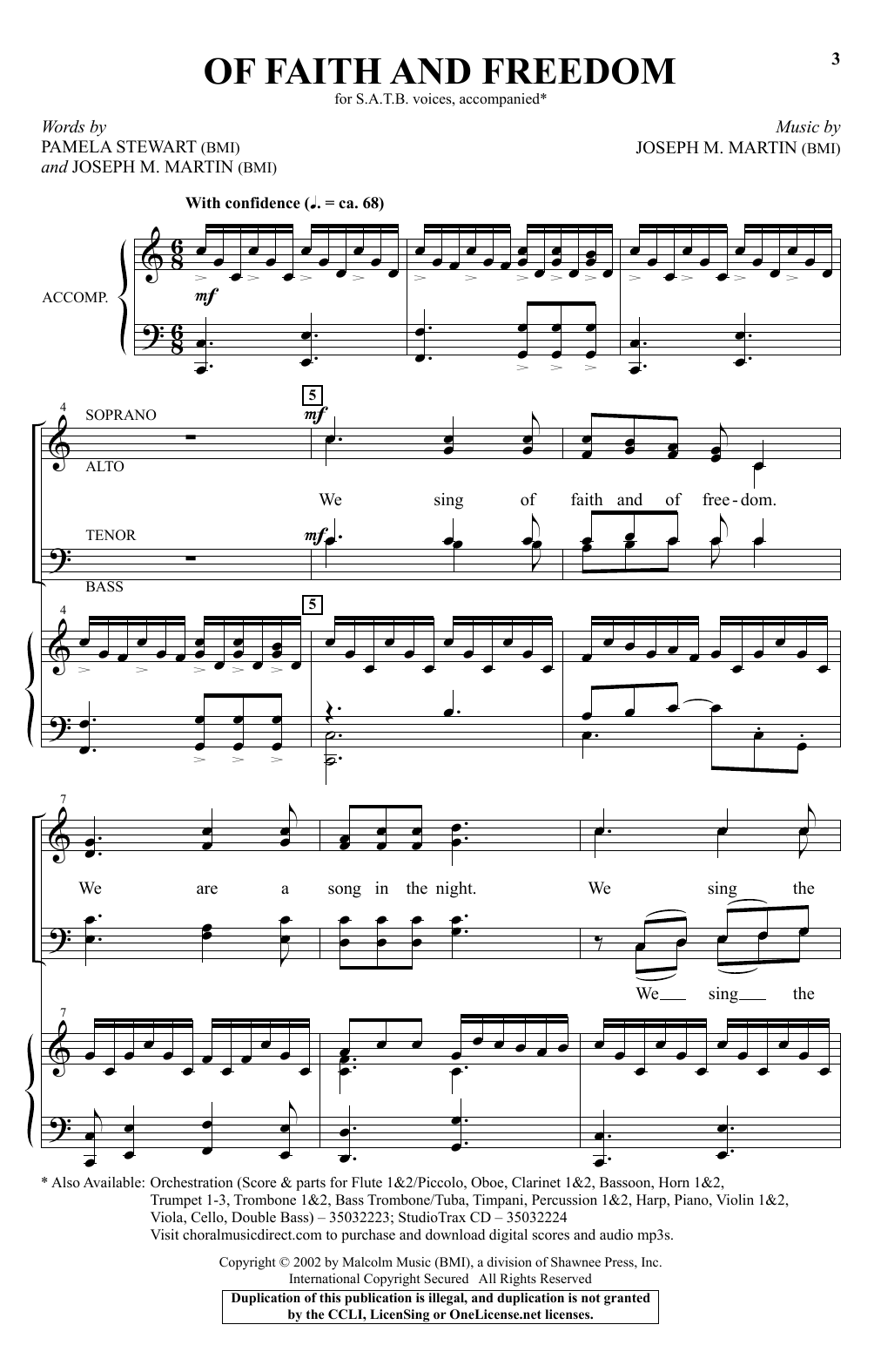 Download Joseph M. Martin Of Faith And Freedom Sheet Music and learn how to play SATB PDF digital score in minutes