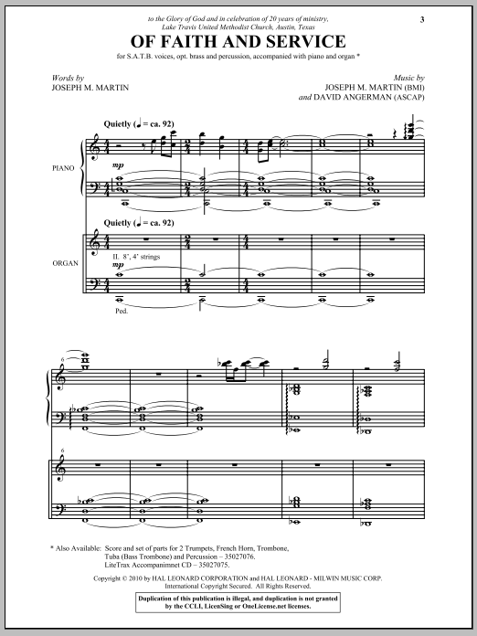 Download Joseph M. Martin Of Faith And Service Sheet Music and learn how to play SATB Choir PDF digital score in minutes