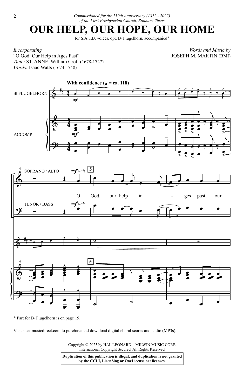 Download Joseph M. Martin Our Help, Our Hope, Our Home Sheet Music and learn how to play SATB Choir PDF digital score in minutes