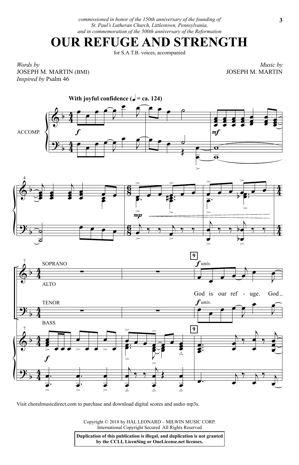 Download Joseph M. Martin Our Refuge And Strength Sheet Music and learn how to play SATB Choir PDF digital score in minutes