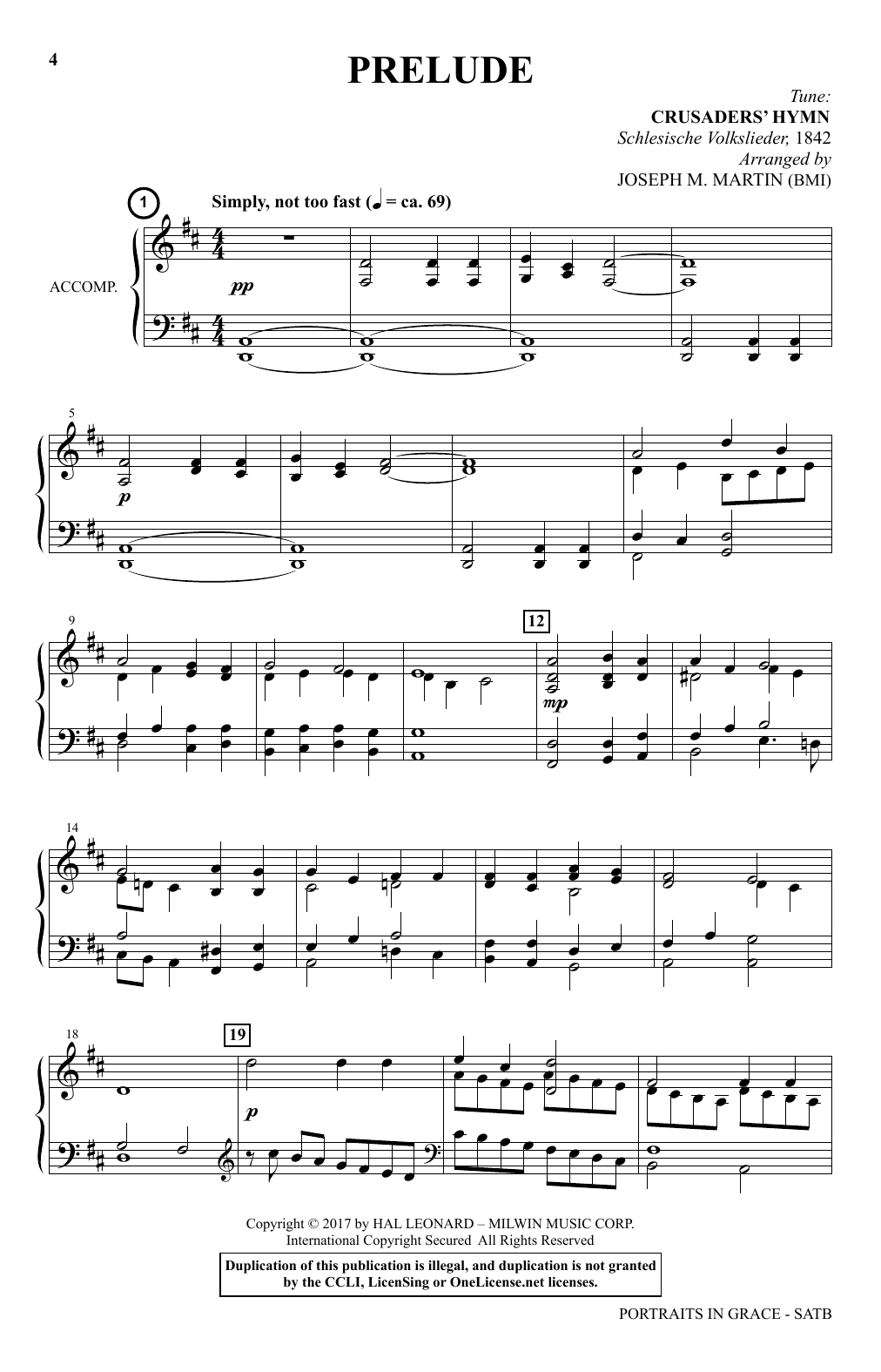 Download Joseph M. Martin Portraits In Grace: A Cantata for Holy Week Sheet Music and learn how to play SATB Choir PDF digital score in minutes