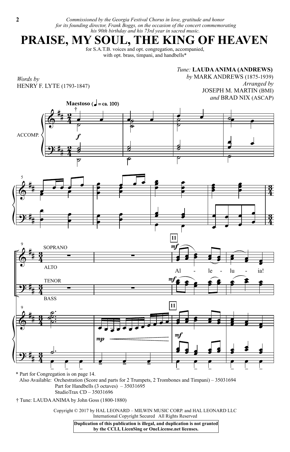 Download Joseph M. Martin Praise, My Soul, The King Of Heaven Sheet Music and learn how to play Choral PDF digital score in minutes