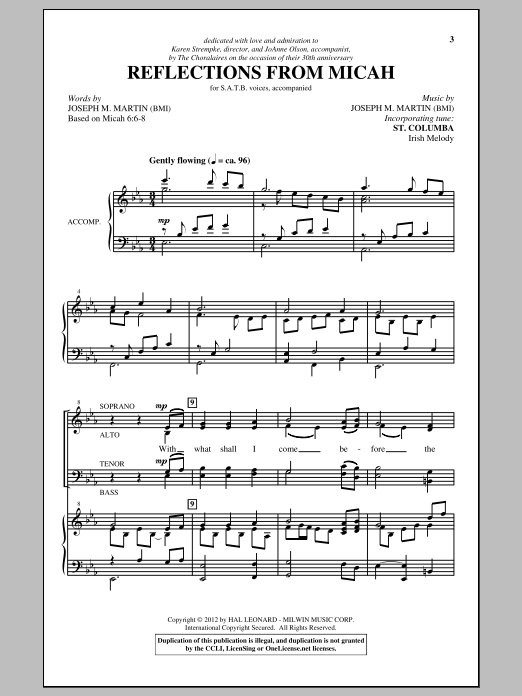 Download Joseph M. Martin Reflections From Micah Sheet Music and learn how to play SATB PDF digital score in minutes