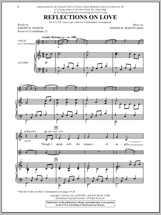 Download Joseph M. Martin Reflections On Love Sheet Music and learn how to play SATB Choir PDF digital score in minutes