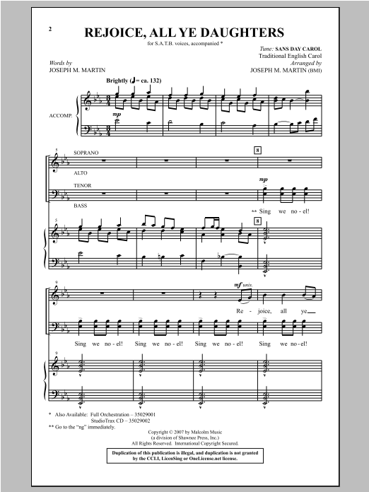 Download Joseph M. Martin Rejoice, All Ye Daughters Sheet Music and learn how to play SATB PDF digital score in minutes