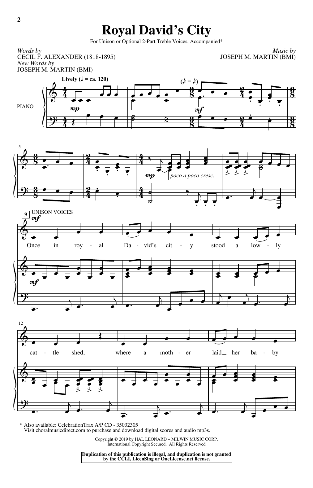 Download Joseph M. Martin Royal David's City Sheet Music and learn how to play Choir PDF digital score in minutes