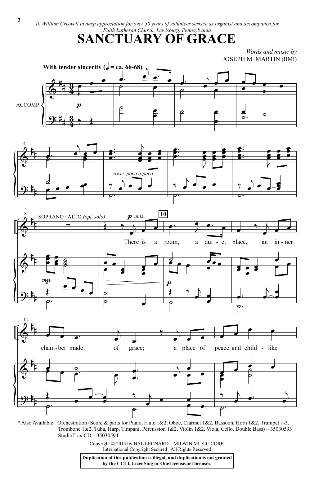 Download Joseph M. Martin Sanctuary Of Grace Sheet Music and learn how to play SATB PDF digital score in minutes