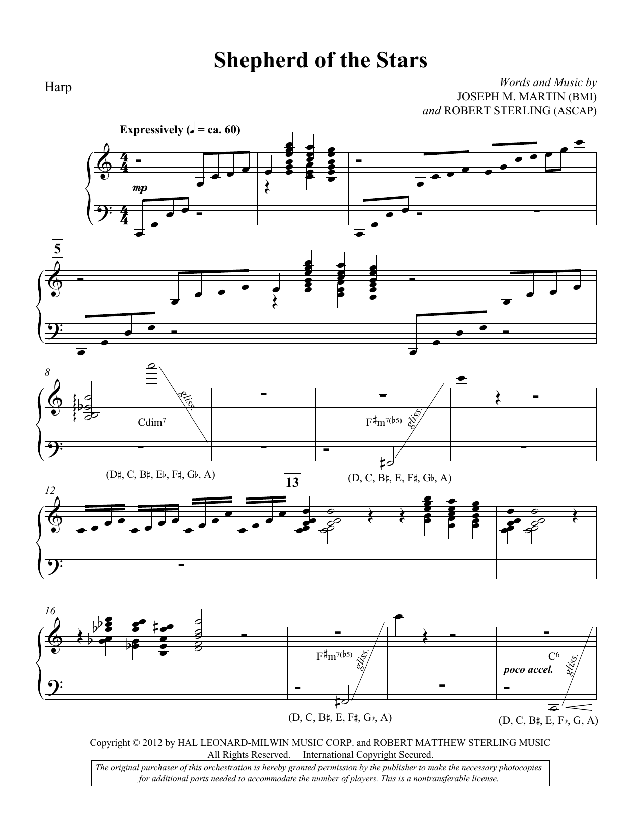 Download Joseph M. Martin Shepherd Of The Stars - Harp Sheet Music and learn how to play Choir Instrumental Pak PDF digital score in minutes